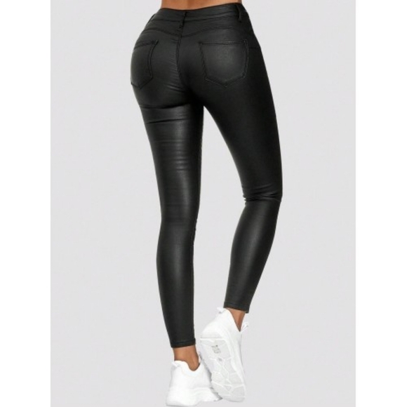 Apperloth A Plus High Waist PU Leather Skinny PantsXXL - Picture 3 of 16